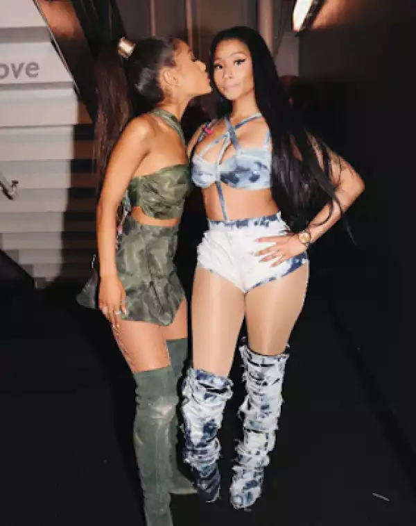 Nicki Minaj and Ariana Grande perform together at the AMA 2016